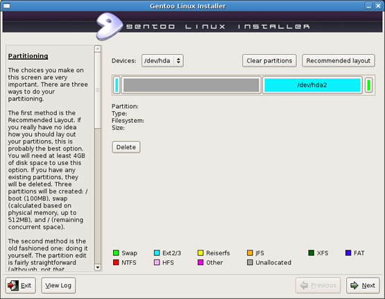 Gentoo 2007.0 GTK+ Installer