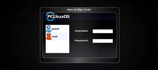 PCLinuxOS 2007 login screen