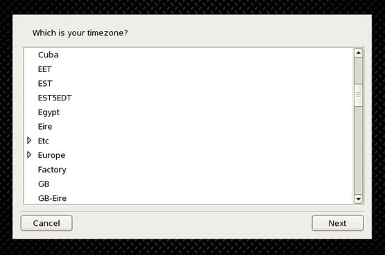 PCLinuxOS 2007 timezone setup